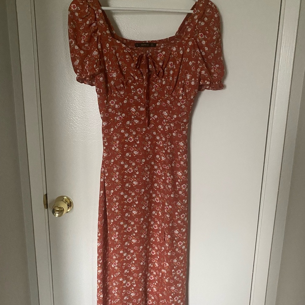 Floral Orange Midi Dress